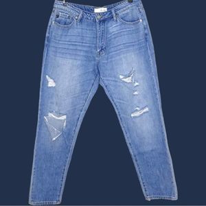KanCan Womens Distressed Relaxed Boyfriend Jeans Blue Denim Light Wash Size 9/28
